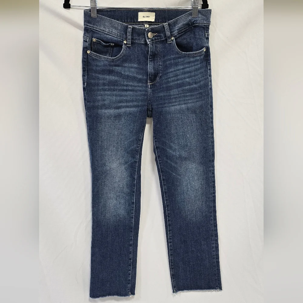 DL1961 women 27 mara mid-rise raw ankle straight jeans denim Instasculpt grunge - Picture 3 of 12